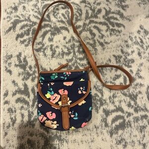 Floral Crossbody Bag with Tan Strap
